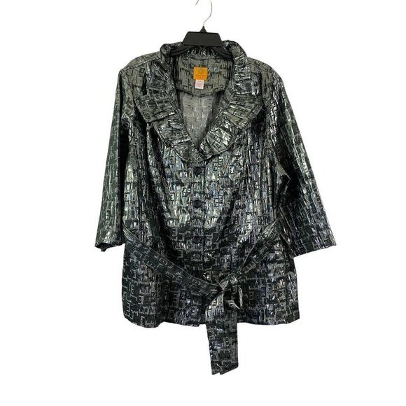 Ruby Rd Sweaters - Ruby Rd. Women's Slithering Metallic Silver Cardigan